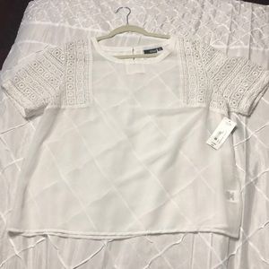 A.N.A White Short Sleeve Lace Blouse